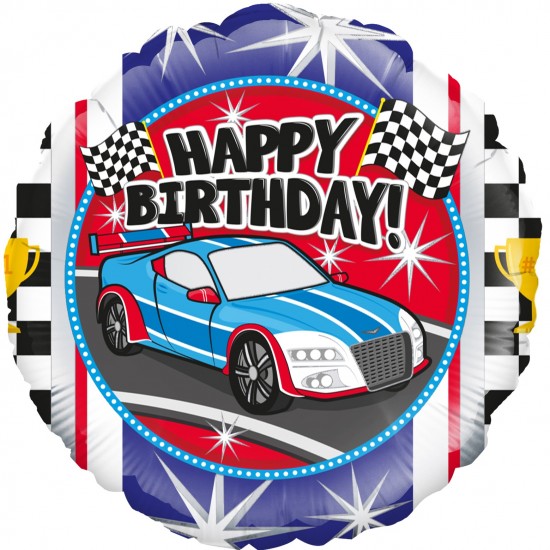 Sports Car Happy Birthday 18 Inch Foil Balloon