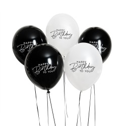 5 Monochrome Happy Birthday to You Helium Balloons 5 Monochrome Happy Birthday to You Helium Balloons