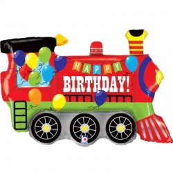 Large Train-Shaped Birthday Balloon INFLATED Large Train-Shaped Birthday Balloon INFLATED