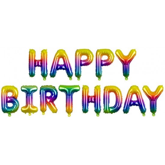 Rainbow Happy Birthday Foil Balloon Kit
