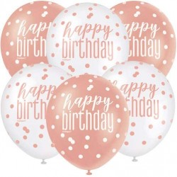 Rose Gold and White Happy Birthday Balloons Rose Gold and White Happy Birthday Balloons