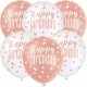 Rose Gold and White Happy Birthday Balloons