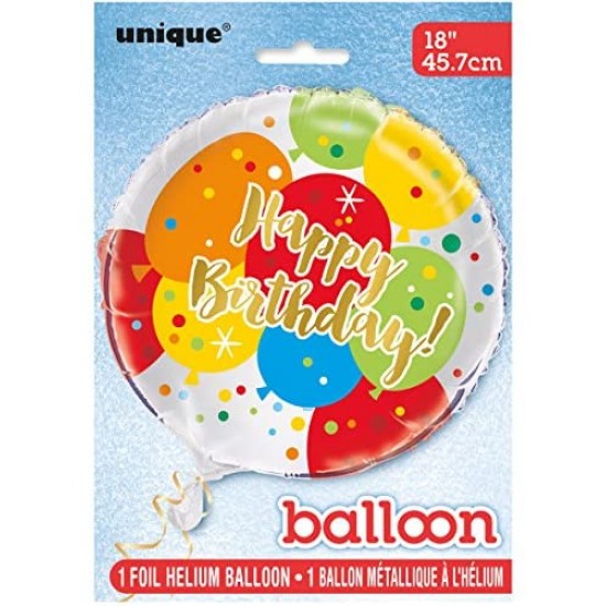 Happy Birthday Balloon Glitzy Gold 18"