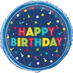  Blue Happy Birthday Balloon 18"