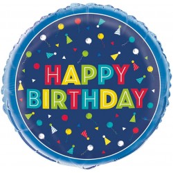 Blue Happy Birthday Balloon 18"  Blue Happy Birthday Balloon 18"