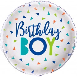 Confetti Printed Birthday Boy Balloon Foil Balloon 18"