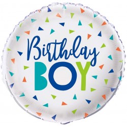 Confetti Printed Birthday Boy Balloon Foil Balloon 18"