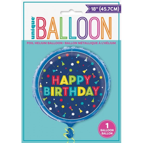 Blue Happy Birthday Balloon 18"