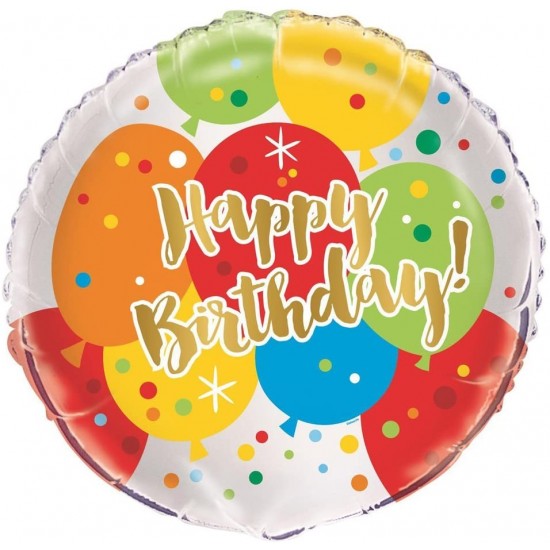 Happy Birthday Balloon Glitzy Gold 18"