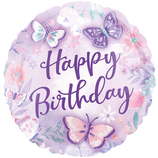 Flutter Butterflies Happy Birthday Foil Balloon 18"