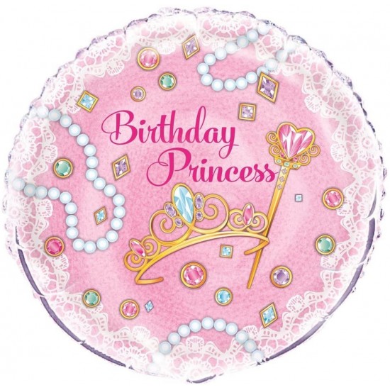 Pink Birthday Princess Balloon Foil Balloon 18 inch