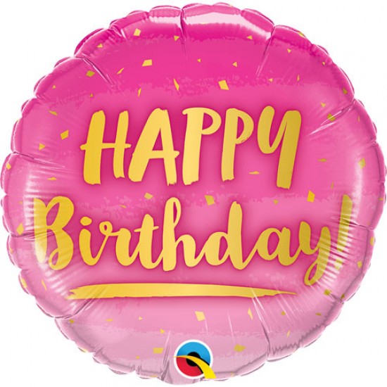 Birthday Gold & Pink 18" Foil Balloon