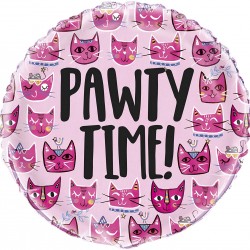 Pink Cat "Pawty Time" Foil Balloon 18" Pink Cat "Pawty Time" Foil Balloon 18"