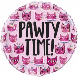 Pink Cat "Pawty Time" Foil Balloon 18" Pink Cat "Pawty Time" Foil Balloon 18"