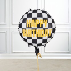 Racing Car Checkered Flag Happy Birthday Balloon