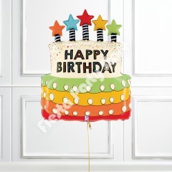 Candle Stars Birthday Cake Balloon with Giant Number Balloon 