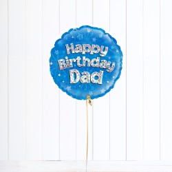 Happy Birthday Dad Blue Holographic Foil Balloon 