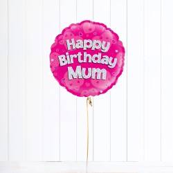 Happy Birthday Mum Pink Holographic Foil Balloon 