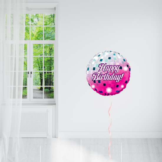 Glitterball Birthday Holographic Balloon 18"