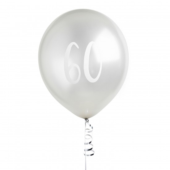 Silver Number 60 Balloons