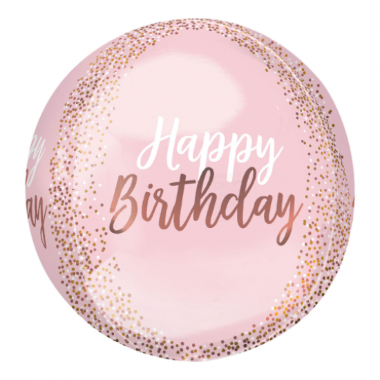 Blush Pink Rose Gold Birthday Orbz Foil Balloons 15"/38cm