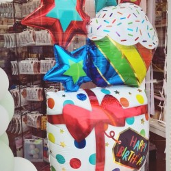 Stacked Birthday Icons AirLoonz Large Foil Balloons 28"/71cm x 55"/139cm Stacked Birthday Icons AirLoonz Large Foil Balloons 28"/71cm x 55"/139cm