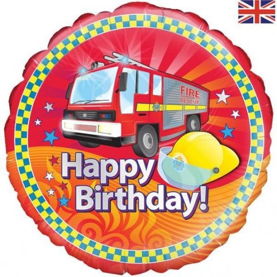 Fire Engine Happy Birthday Foil Balloon 18 inch