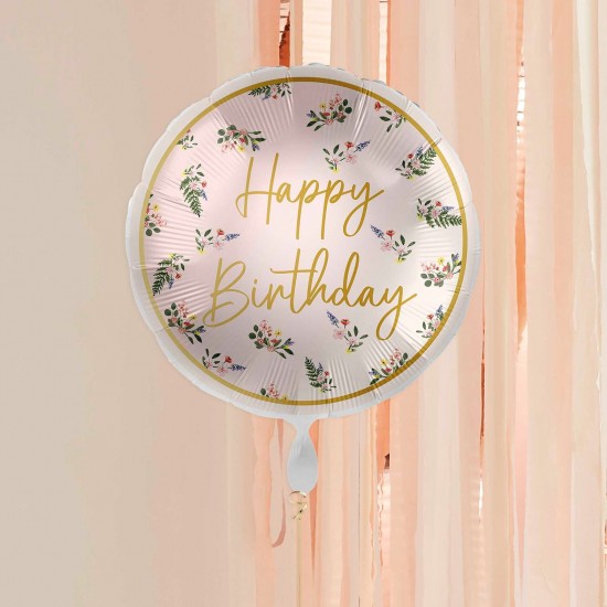 Floral Happy Birthday Balloon