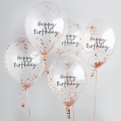 Rose Gold Happy Birthday Confetti Balloons Rose Gold Happy Birthday Confetti Balloons