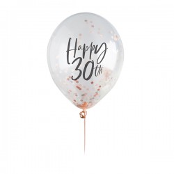 5 Rose Gold 30th Birthday Confetti Balloons 5 Rose Gold 30th Birthday Confetti Balloons