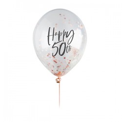 5 Rose Gold 50th Birthday Confetti Balloons 5 Rose Gold 50th Birthday Confetti Balloons
