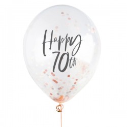 5 Rose Gold 70th Birthday Confetti Balloons 5 Rose Gold 70th Birthday Confetti Balloons
