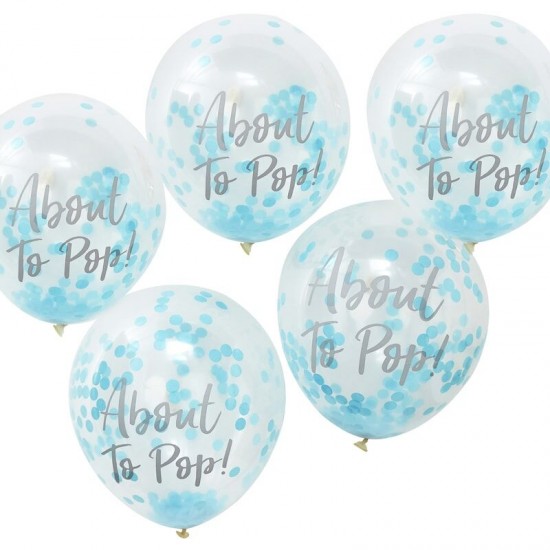 About To Pop! Blue Confetti Balloons