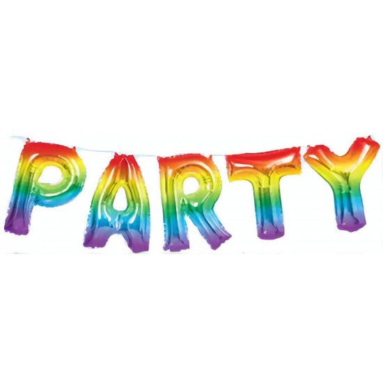 Rainbow Foil Party Letter Balloon Banner