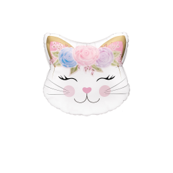 Floral Kitten Foil Balloon 22" INFLATED