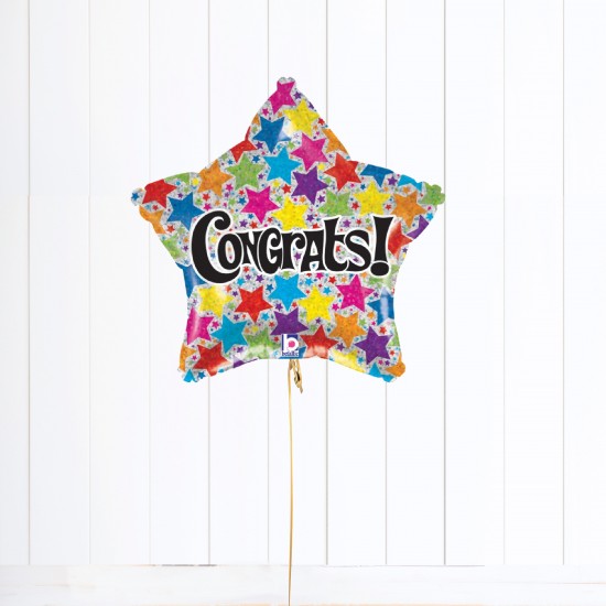 Congrats Stars Holographic Foil Balloon 19"