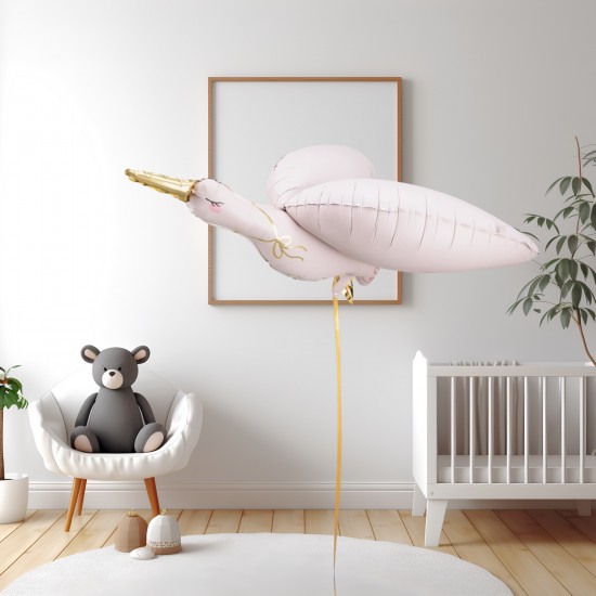 Pink Stork Foil Balloon