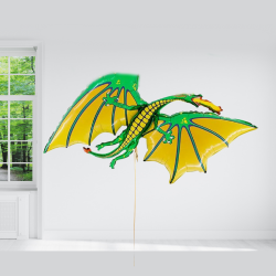 Green Dragon Foil Balloon INFLATED