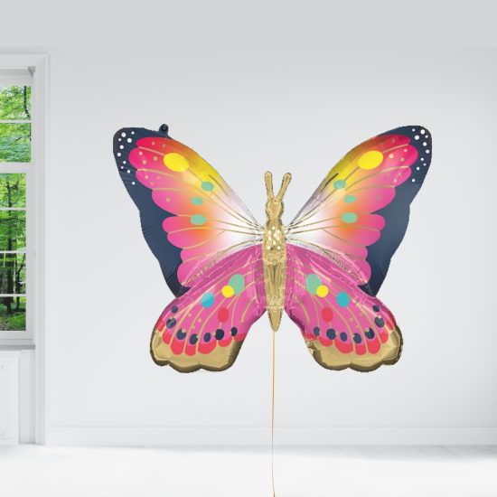 Pink Butterfly Supershape Balloon INFLATED