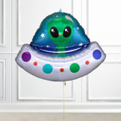 Holographic Alien Spaceship Foil Balloon 28"