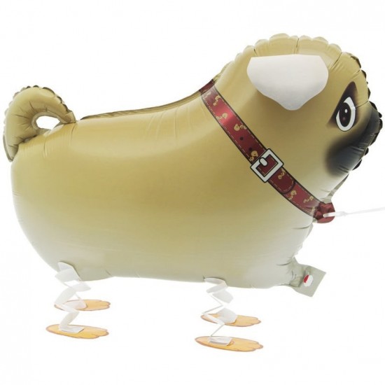 Walking Pet Pug Dog  Foil Helium Balloon 86cm