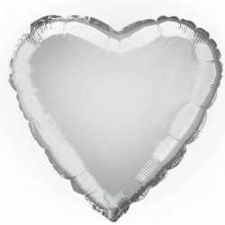 Silver Heart Foil Balloon 18"