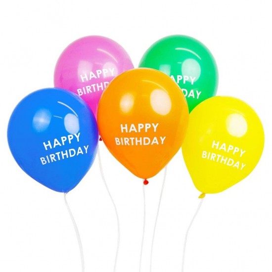 5 Rainbow Happy Birthday Balloons
