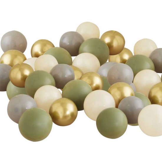 Gold Chrome, Olive Green, Grey and Nude Balloon Pack