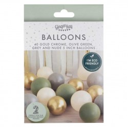 Gold Chrome, Olive Green, Grey and Nude Balloon Pack Gold Chrome, Olive Green, Grey and Nude Balloon Pack