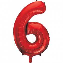 Red Number 6 Balloon Giant 34 Inch Helium Foil Number Balloon Red Number 6 Balloon Giant 34 Inch Helium Foil Number Balloon