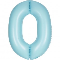 Matte Powder Blue Jumbo Number 0 Balloon