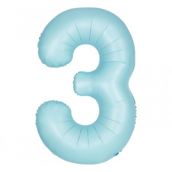 Matte Powder Blue Jumbo Number 3 Balloon
