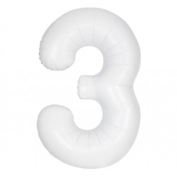 Matte White Jumbo Number 3 Balloon Matte White Jumbo Number 3 Balloon