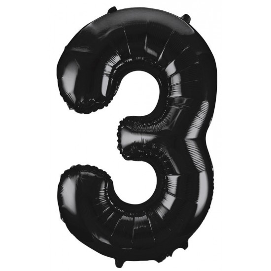 Black  Jumbo Number 3 Balloon